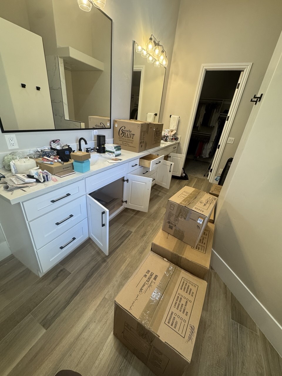 Moving boxes packed and labelled with a room-by-room contents checklist during a Lifelystyle packing service in Las Vegas
